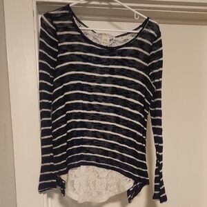 American Rag Navy and White Striped Top